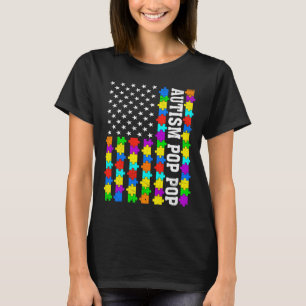T-shirt Autisme rétro Pop Pop American Flag Autism Awa