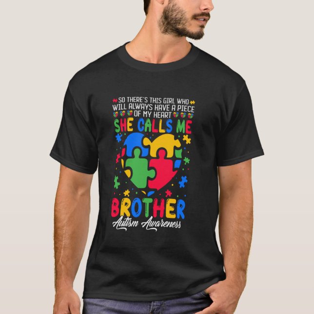 T-shirt Autisme Soutien Familial Elle M'Appelle Frère Auti (Devant)