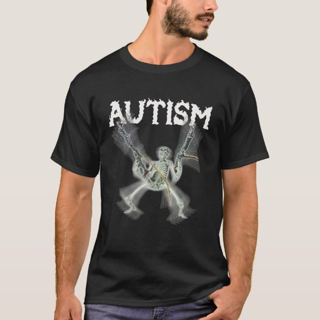 T-shirt Autisme Squelette Mème Drôle Hommes Femmes Enfants (Devant)