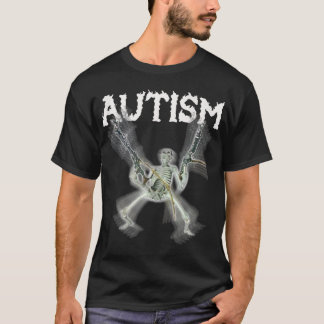 T-shirt Autisme Squelette Mème Drôle Hommes Femmes Enfants