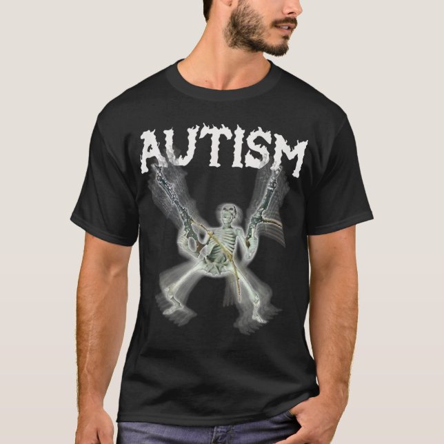 T-shirt Autisme Squelette Mème Drôle Hommes Femmes Enfants (Devant)