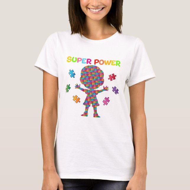 T-shirt Autisme, super puissance (Devant)