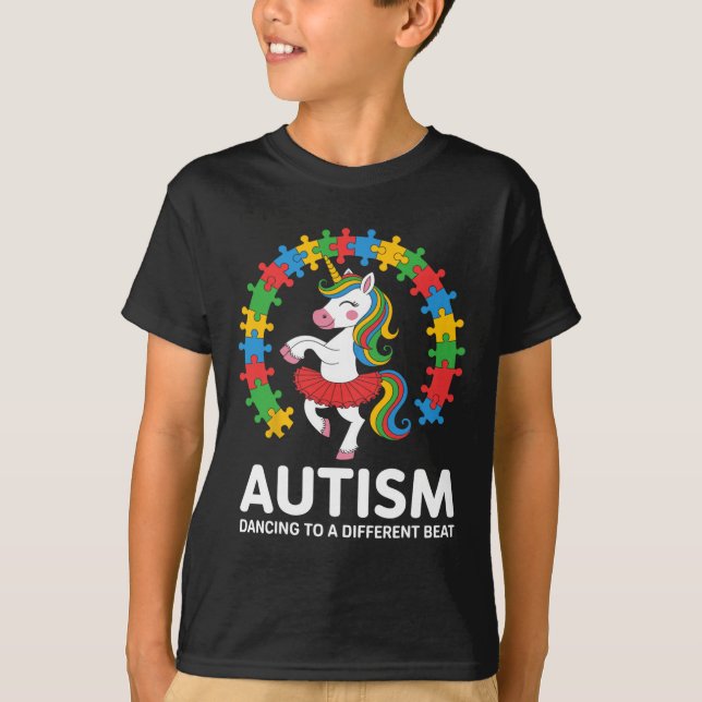 T-shirt Autisme Unicorne Danser Différentes Conscience Du  (Devant)