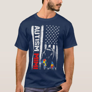 T-shirt Autisme vintage Mimi Ours American Flag Sensibilis