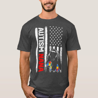 T-shirt Autisme vintage Nana Ours Drapeau Américain Sensib