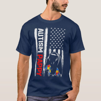 T-shirt Autisme vintage Pappy Bear American Flag Sensibili