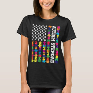 T-shirt Autisme vintage Stepdad Patriotique Puzzle américa