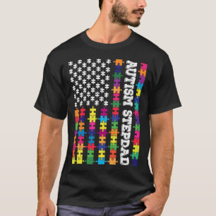 T-shirt Autisme vintage Stepdad Patriotique Puzzle américa