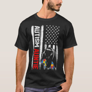 T-shirt Autisme vintage Tante Ours American Flag Sensibili