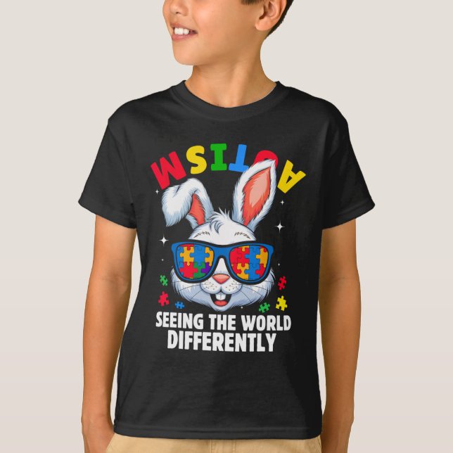 T-shirt Autisme Voir Le Monde Différemment Lapin De Sensib (Devant)