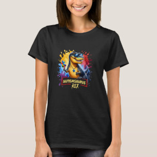T-shirt Autismsaurus Rex avec éclaboussure de puzzle sensi