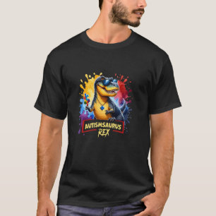 T-shirt Autismsaurus Rex avec éclaboussure de puzzle Sensi