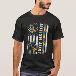 T-shirt Autiste du drapeau américain Tante Ours de famille