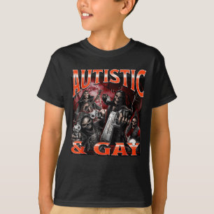 T-shirt Autiste et gay drôle dur squelette mème Bootleg 