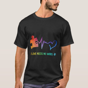 T-shirt Autistic Love N'A Pas Besoin De Mots Heartbeat Puz