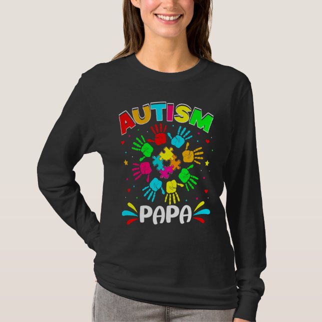T-shirt Autistic Papa Puzzle Support Famille Autisme Sensi (Devant)