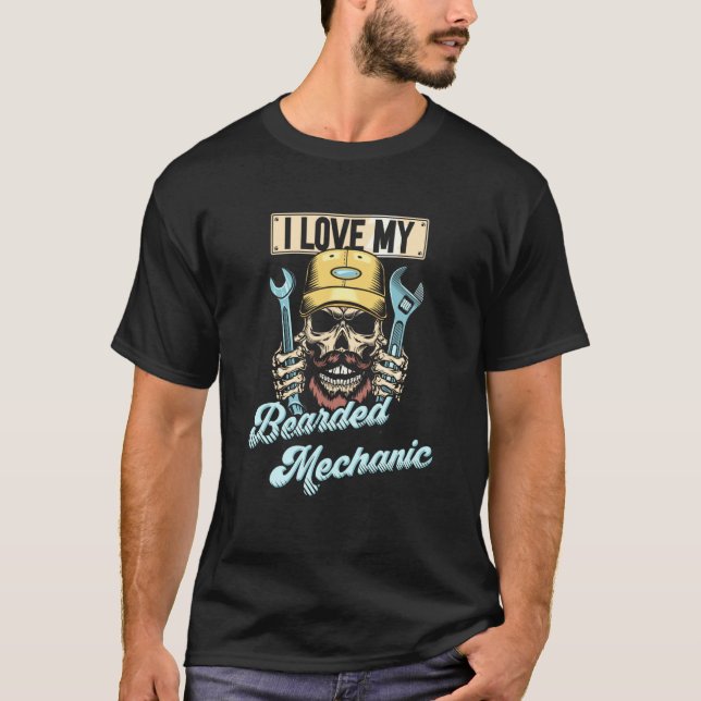 T-shirt Auto Mechanic Car Guy Car I Love My Bearded Mechan (Devant)