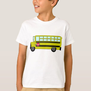T-shirt Autobus scolaire jaune avec panneau d'arrêt