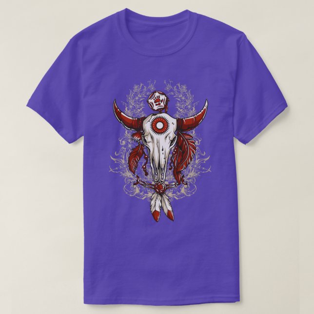 T-SHIRT AUTOCHTONE AMERICAN BUFFALO SKULL (Design devant)