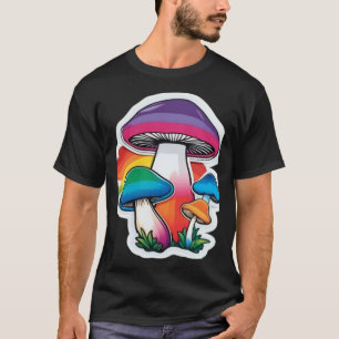 T-shirt Autocollant champignon arc-en-ciel de fierté migno