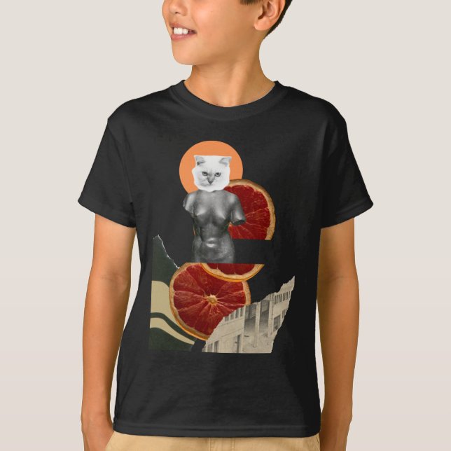 T-shirt Autocollant Chat en Marbre Blanc (Devant)
