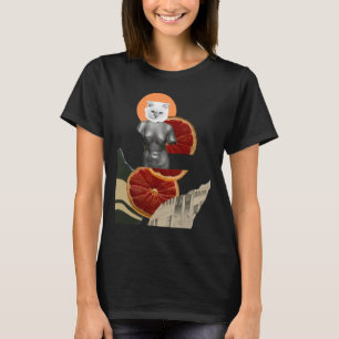 T-shirt Autocollant Chat en Marbre Blanc