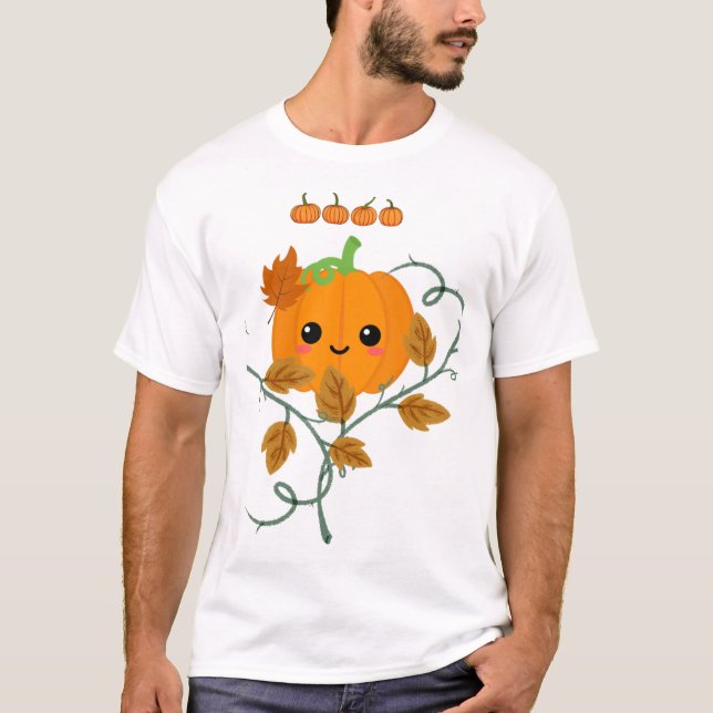 T-shirt Autocollant citrouille et vignes (Devant)