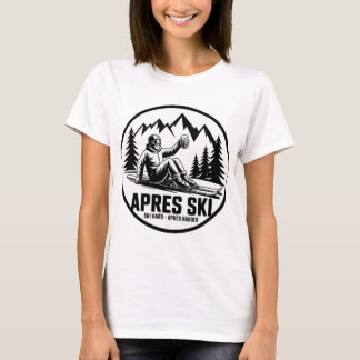 T-shirt Autocollant de montagne après ski, bière et ski