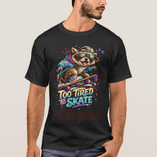 T-shirt Autocollant de raton laveur drôle trop fatigué pou