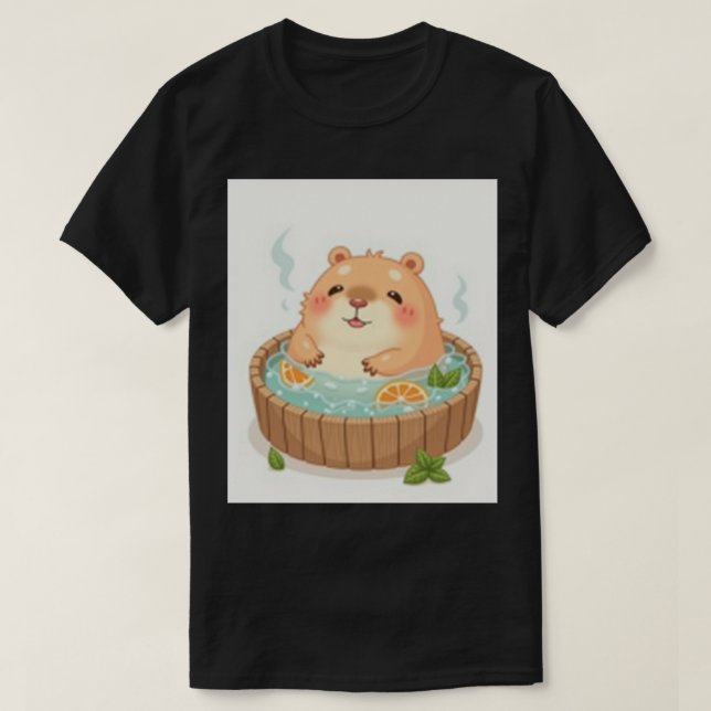 T-shirt Autocollant de relaxation dans un bain à remous de (Design devant)