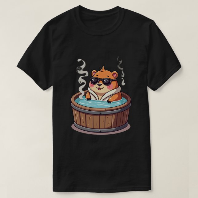 T-shirt Autocollant de relaxation dans un jacuzzi de capyb (Design devant)