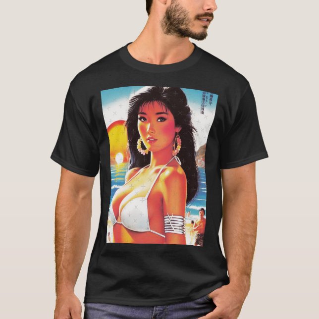 T-shirt Autocollant Fille Orientale Rétro  (Devant)