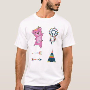T-shirt Autocollant indien rose Ensemble Dreamcatcher