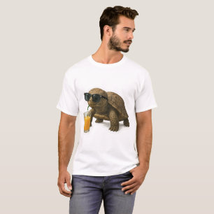 T-shirt Autocollant Tortue Cool Buvant du Jus