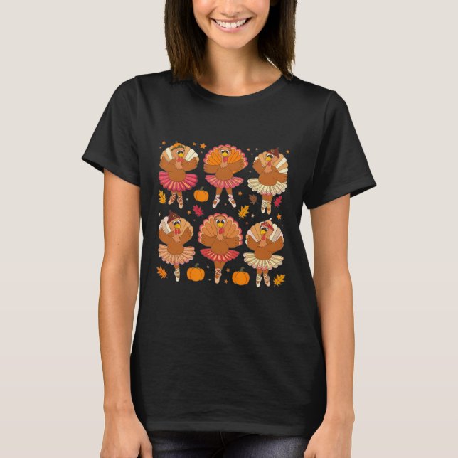 T-shirt Automne Ballerinas Danser mignonne Turquie Thanksg (Devant)