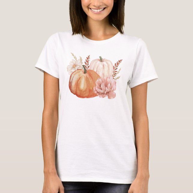 T-shirt Automne Boho Watercolor Citrouille (Devant)