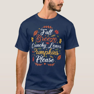 T-shirt Automne Breeze Crunchy Feuille Citrouilles S'Il Vo