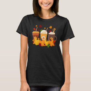 T-shirt Automne Citrouille Épice Boissons Cups Café Automn