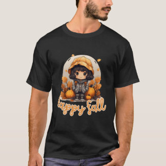 T-shirt Automne Citrouille Feuilles d'automne