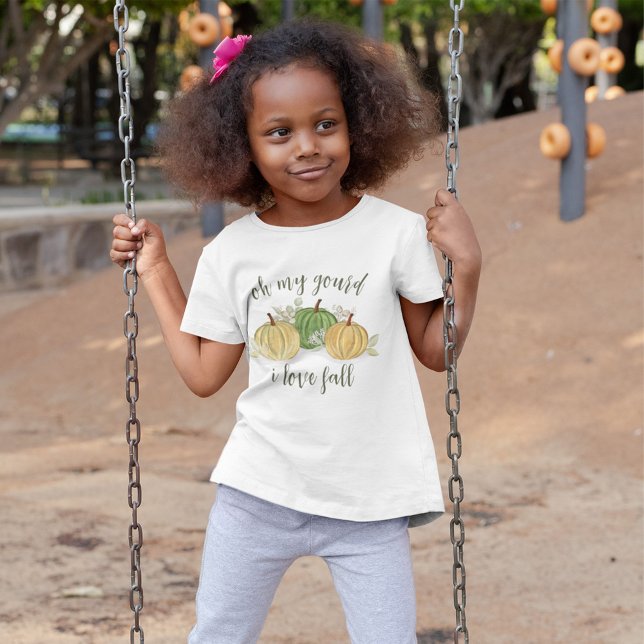 T-Shirt Automne Citrouille Gourd I Love Automne Aquarelle (Oh My Gourd, I love fall cute girls' T-Shirt. )