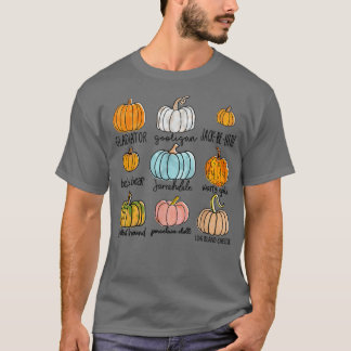 T-shirt Automne Citrouille Variétés Style Vintage Automne 