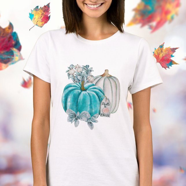 T-shirt Automne Eau Bleu rose Citrouille Automne (Créateur téléchargé)