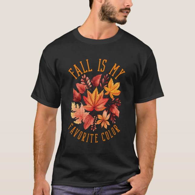 T-shirt Automne Est Ma Couleur Favorite Automne Feuilles (Devant)