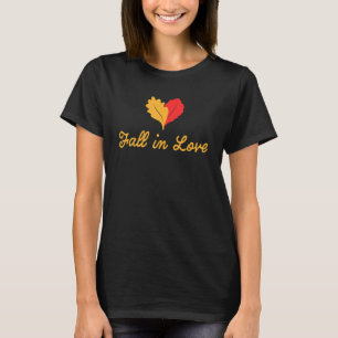 T-shirt Automne Feuilles Amour Coeur Tomber Amoureux Avec