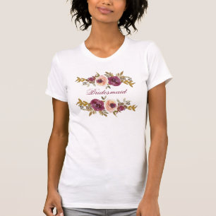T-shirt Automne Floral Aquarelle Bridesmaid