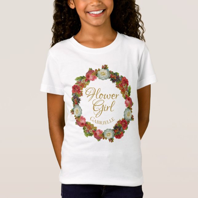 T-Shirt Automne Floral Fleur Fleur Fille Mariage Faveur (Devant)