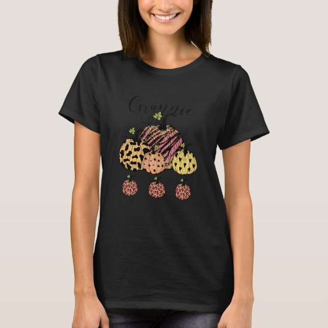 T-shirt Automne Grannie Citrouille Patch Thanksgiving (Devant)