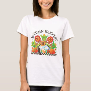T-shirt Automne Harvest Art folklorique Citrouille et tour