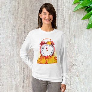 T-shirt Automne Heure Changer Feuilles Automne Et Horloge 