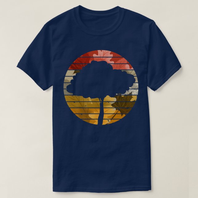 T-shirt Automne Maple Leaf Faune Nature Forest Tree Retr (Design devant)